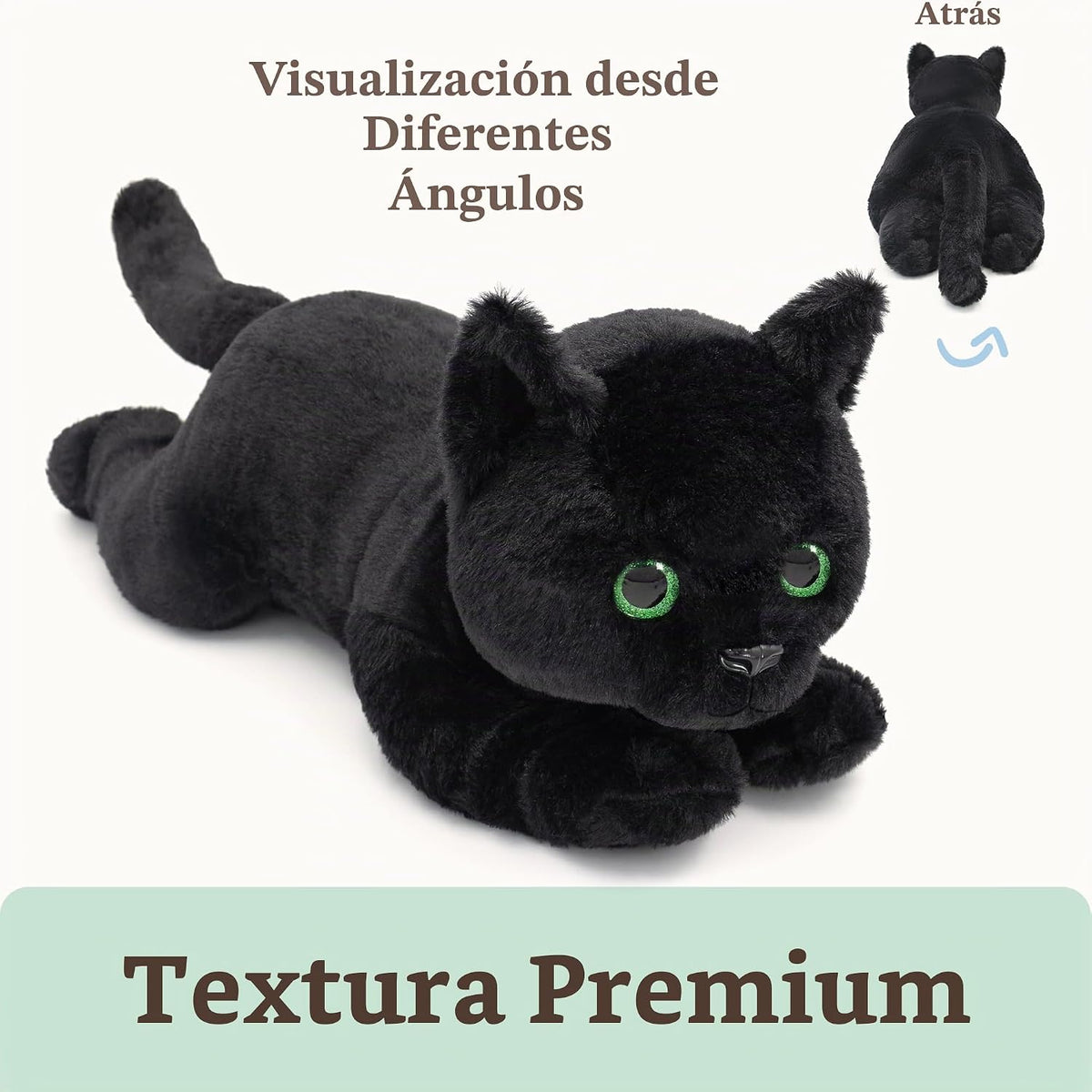 IKASA Peluche de gato negro grande, juguetes suaves grandes y grand...