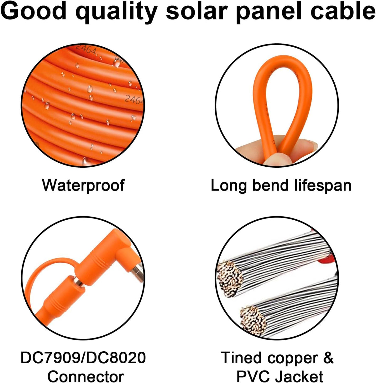 Cable de extensión de panel solar DC7909 de 25 pies 14 AWG compatib...