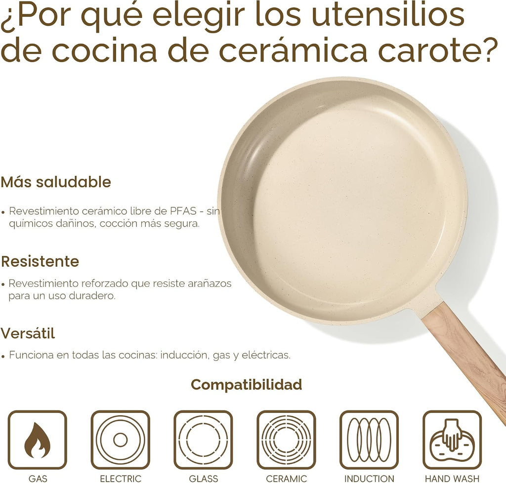 CAROTE Juego de ollas y sartenes, juego de utensilios de cocina de...