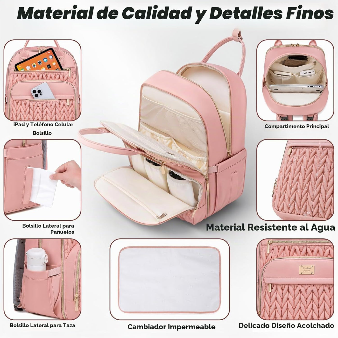 Tealari Mochila para pañales, elegante bolsa de pañales para bebé,...
