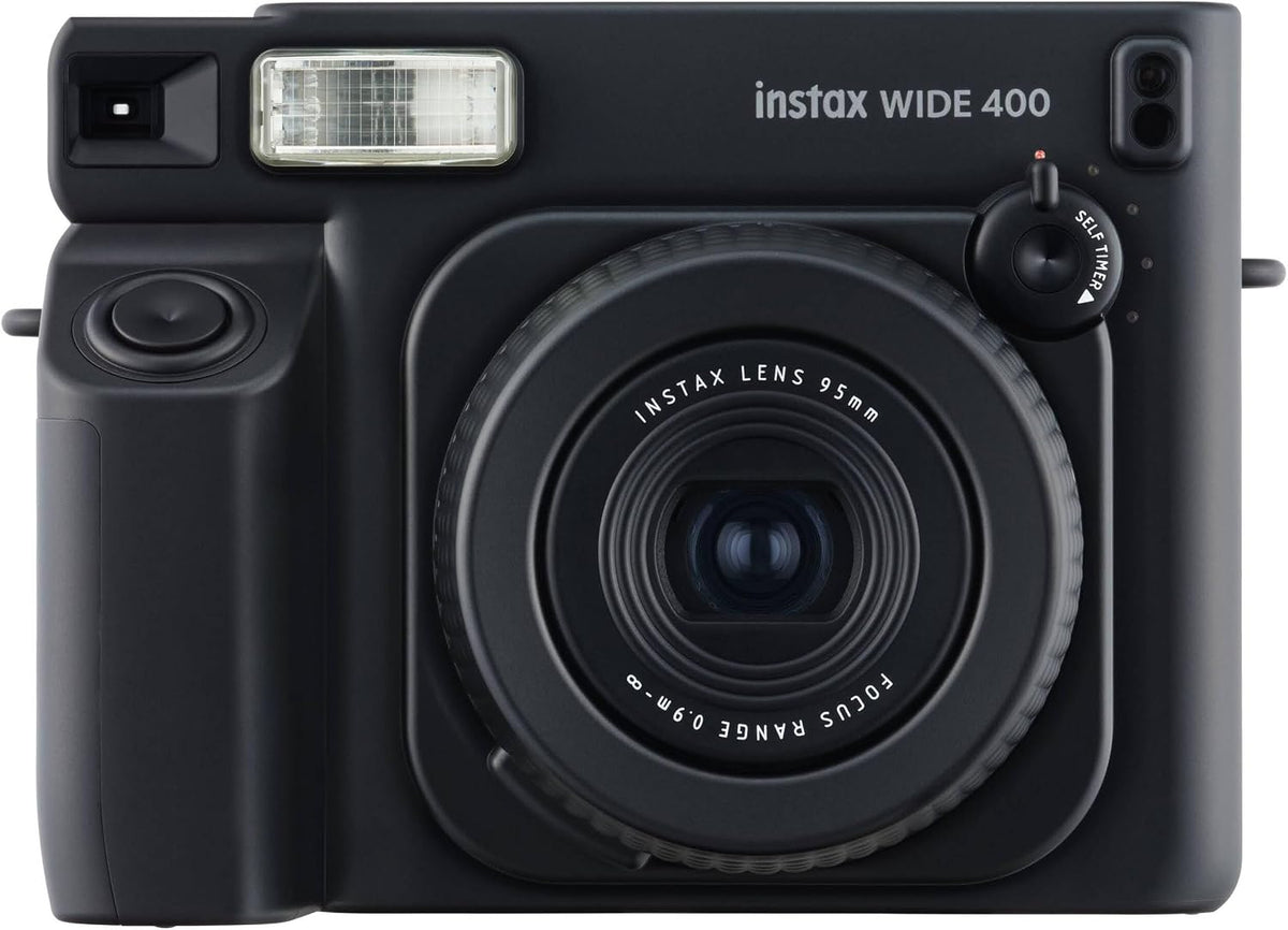 Fujifilm Cámara Instax Wide 400 de película instantánea (negro) paq...