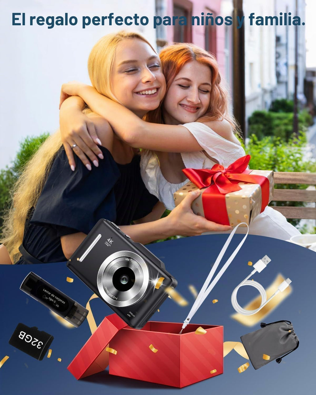 Cámara digital 4K para niños, cámara de enfoque automático de 48 MP...