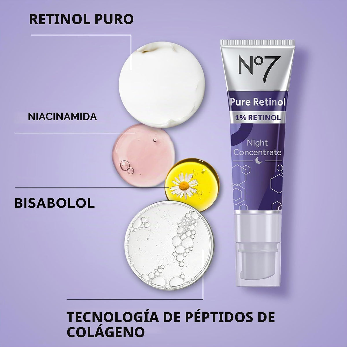 No7 Pure Retinol 1% Concentrado Nocturno - Suero de Retinol Antiarr...