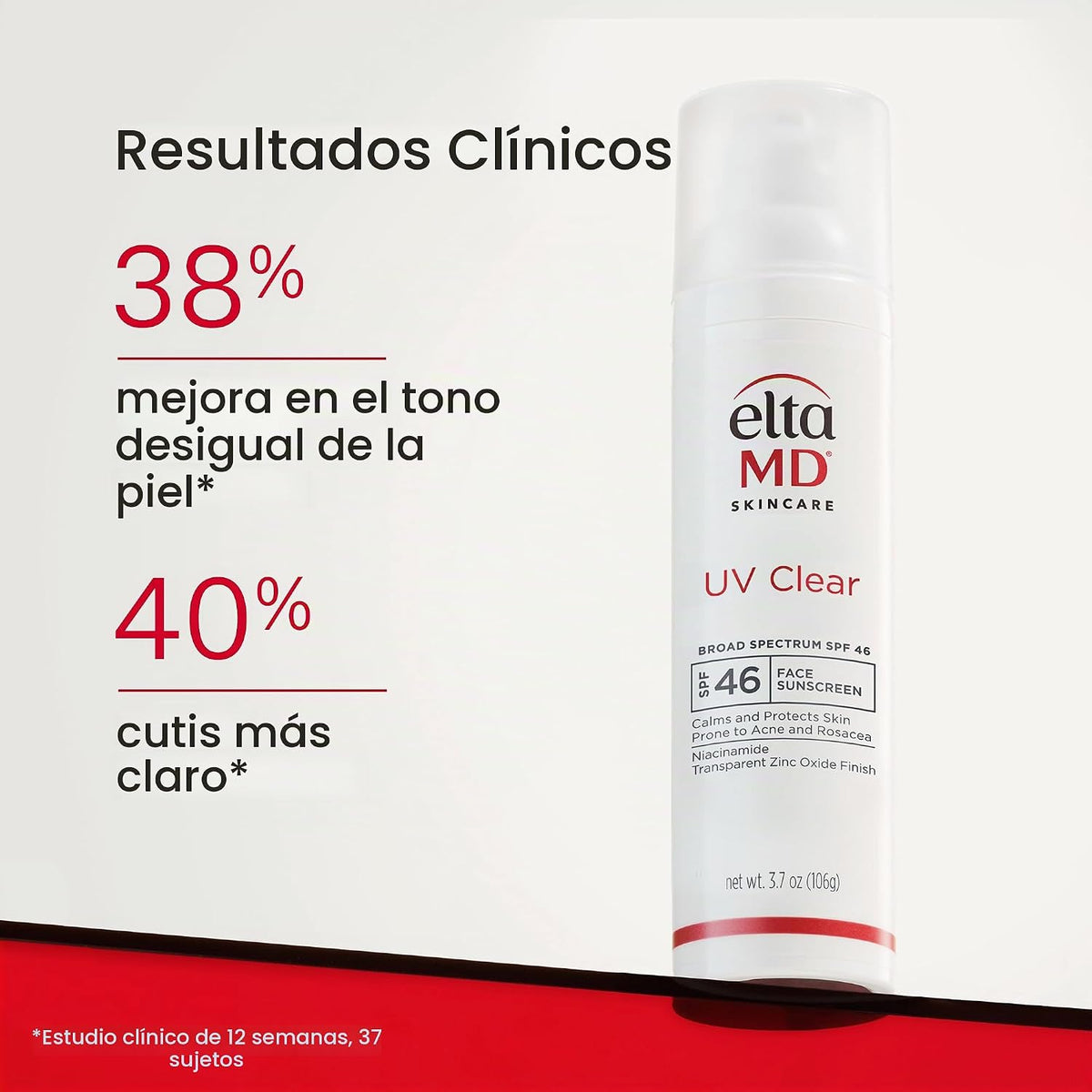 Protector solar facial transparente UV EltaMD con óxido de zinc, si...
