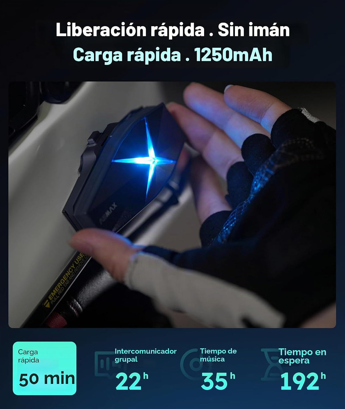 ASMAX F1s - Auriculares Bluetooth para motocicleta con control de v...