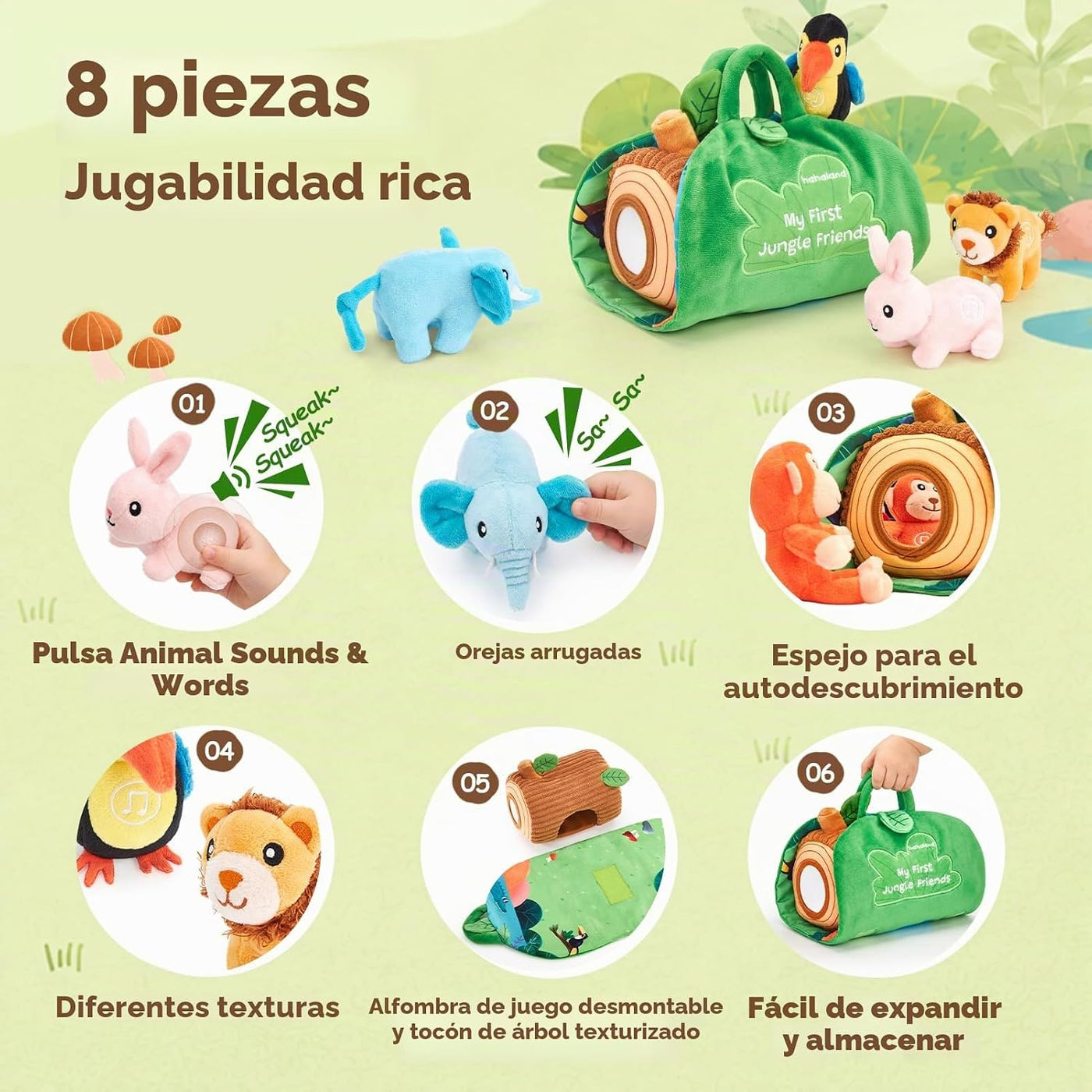 hahaland Juguetes para bebés de 6 a 12 meses, juego de animales de...