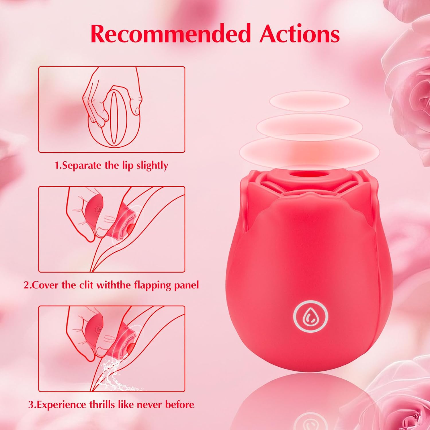 Juguete de rosa para mujer, juguetes sexuales con 9 modos de succió...