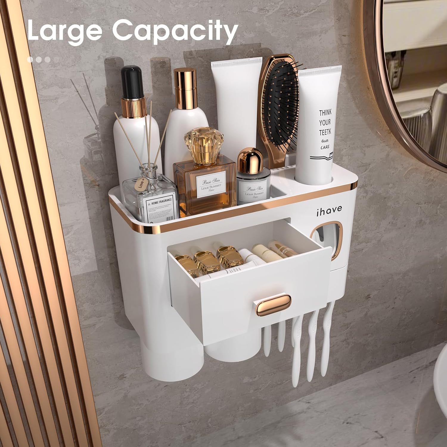 iHave - Soporte para cepillos de dientes para baño, dispensador de...