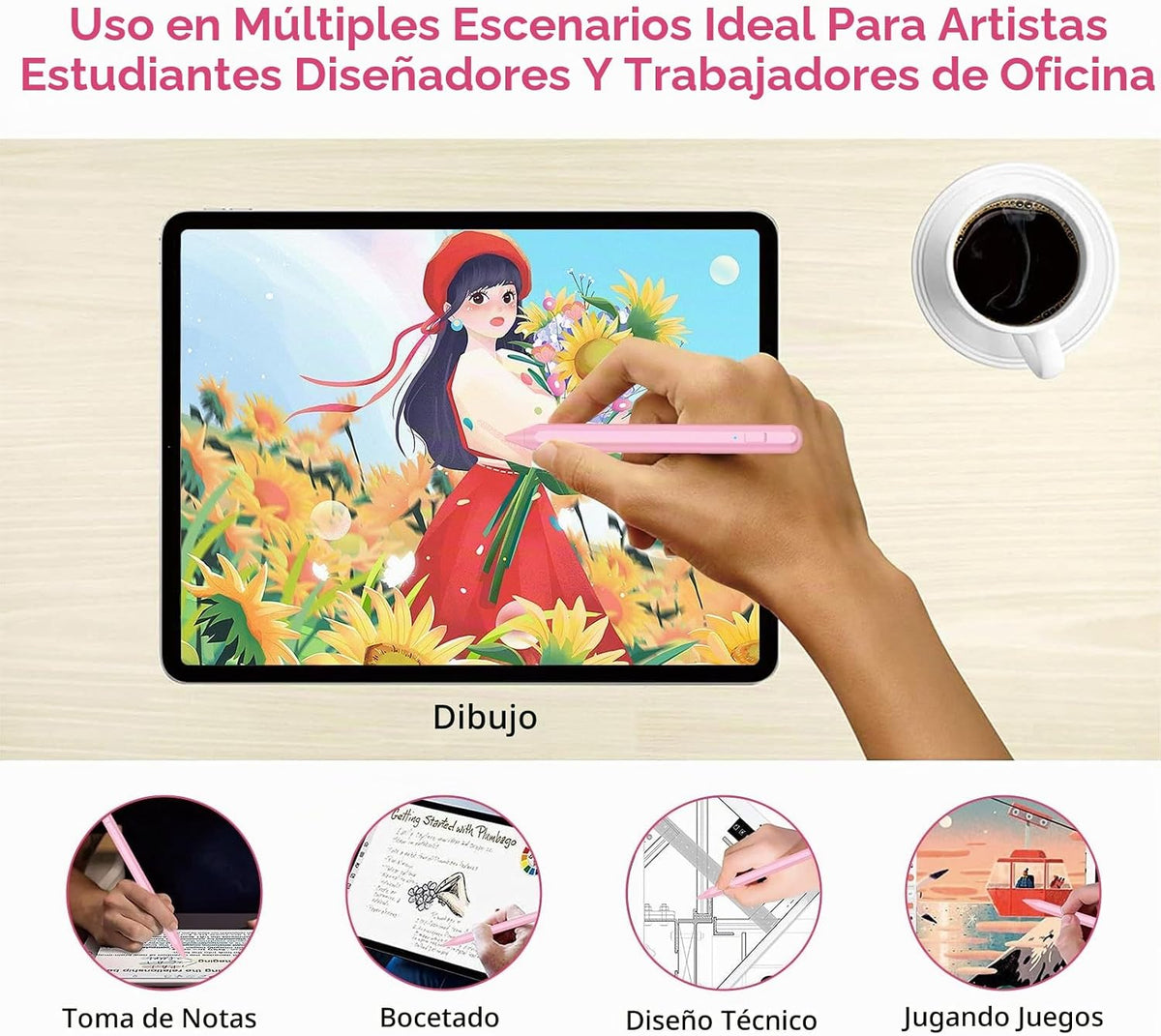 Lápiz capacitivo para iPad 2018-2025 con rechazo de palma, lápiz Ap...