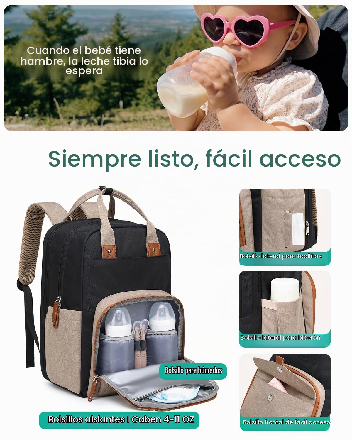 Qualyphant Mochila de pañales extragrande para 2 niños expandible 2...