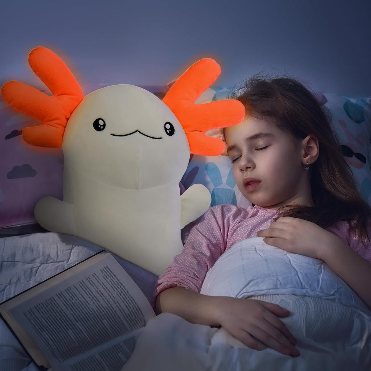 MaoGoLan - Almohada de felpa de ajolote de 48 pulgadas, que brilla...