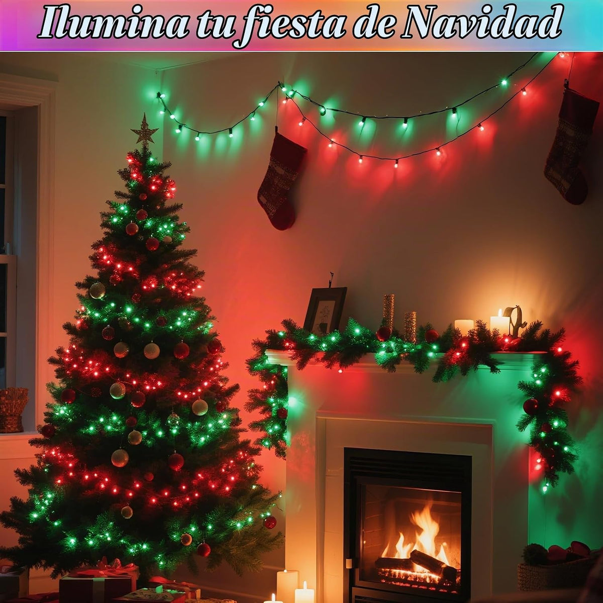 Luces de Navidad que cambian de 35 colores, 98 pies, 300 luces LED...