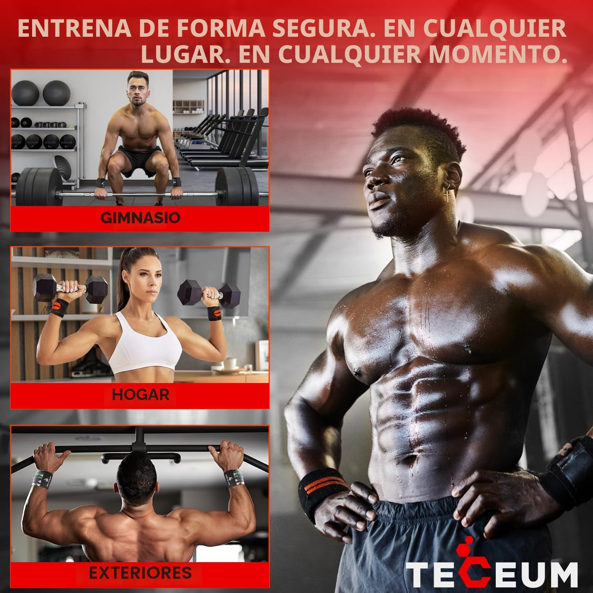 TECEUM Muñequeras elásticas de algodón para levantamiento de pesas...