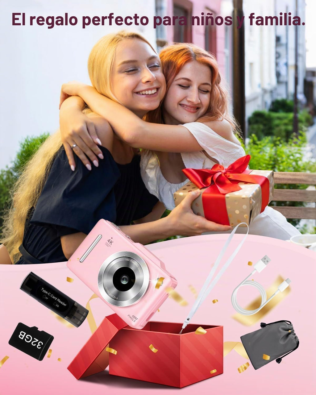 Cámara digital 4K para niños, cámara de enfoque automático de 48 MP...