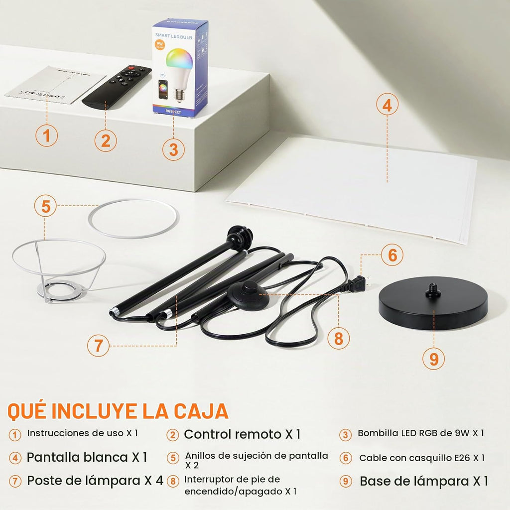 FRIDEKO HOME - Lámpara de pie, iluminación ambiental que cambia de...