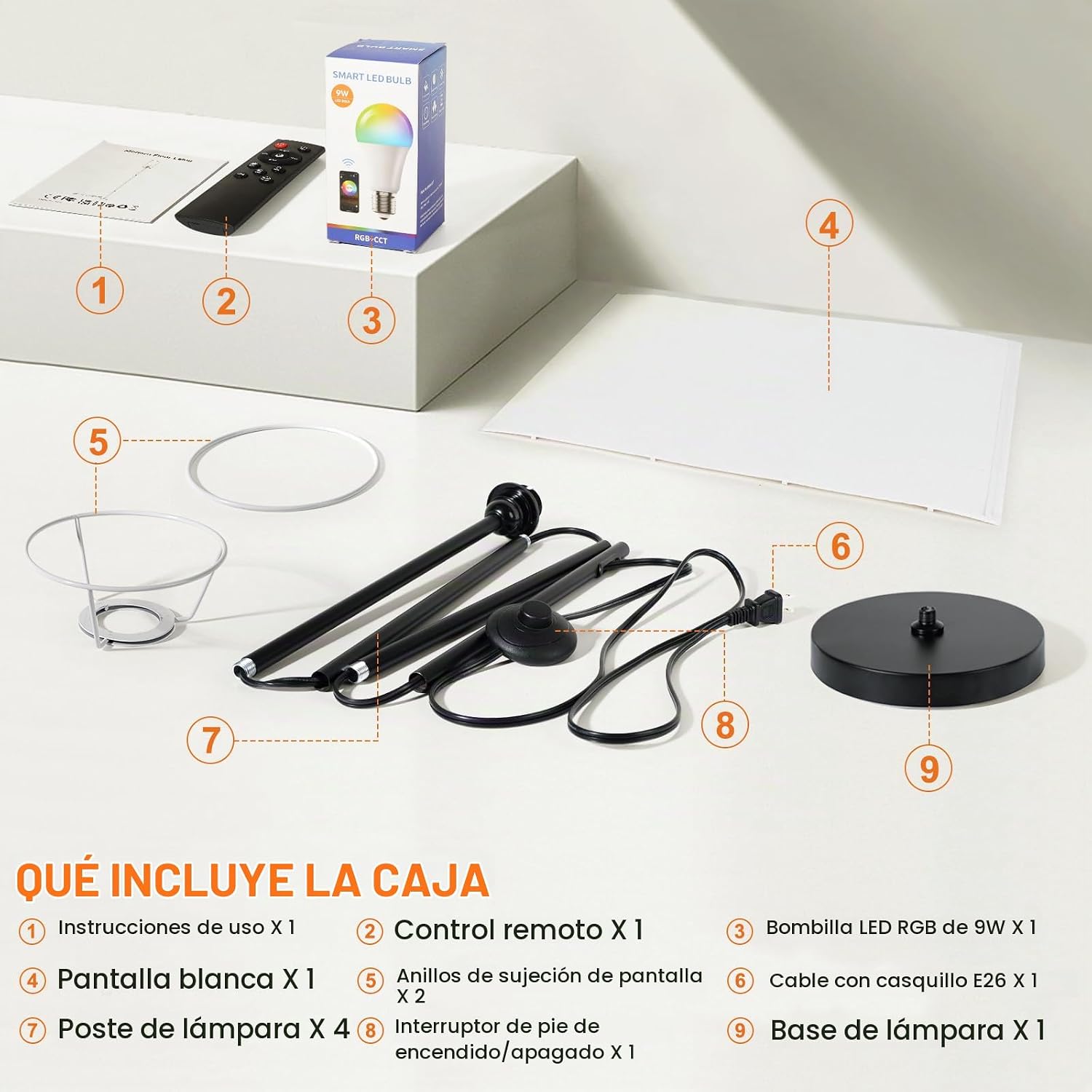 FRIDEKO HOME - Lámpara de pie, iluminación ambiental que cambia de...