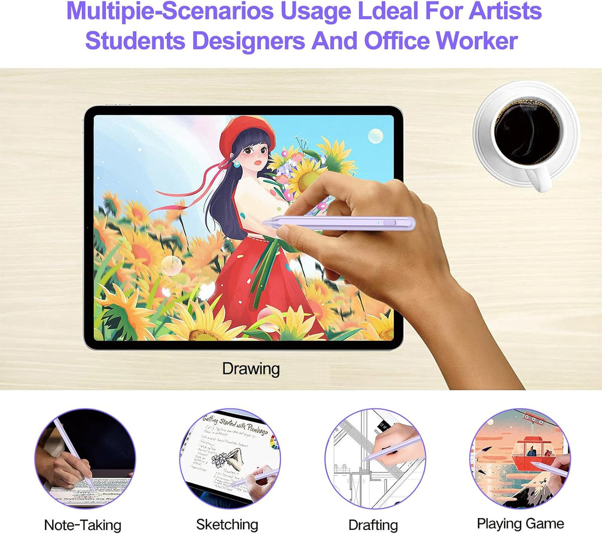 Lápiz capacitivo para iPad 2018-2025 con rechazo de palma, lápiz Ap...