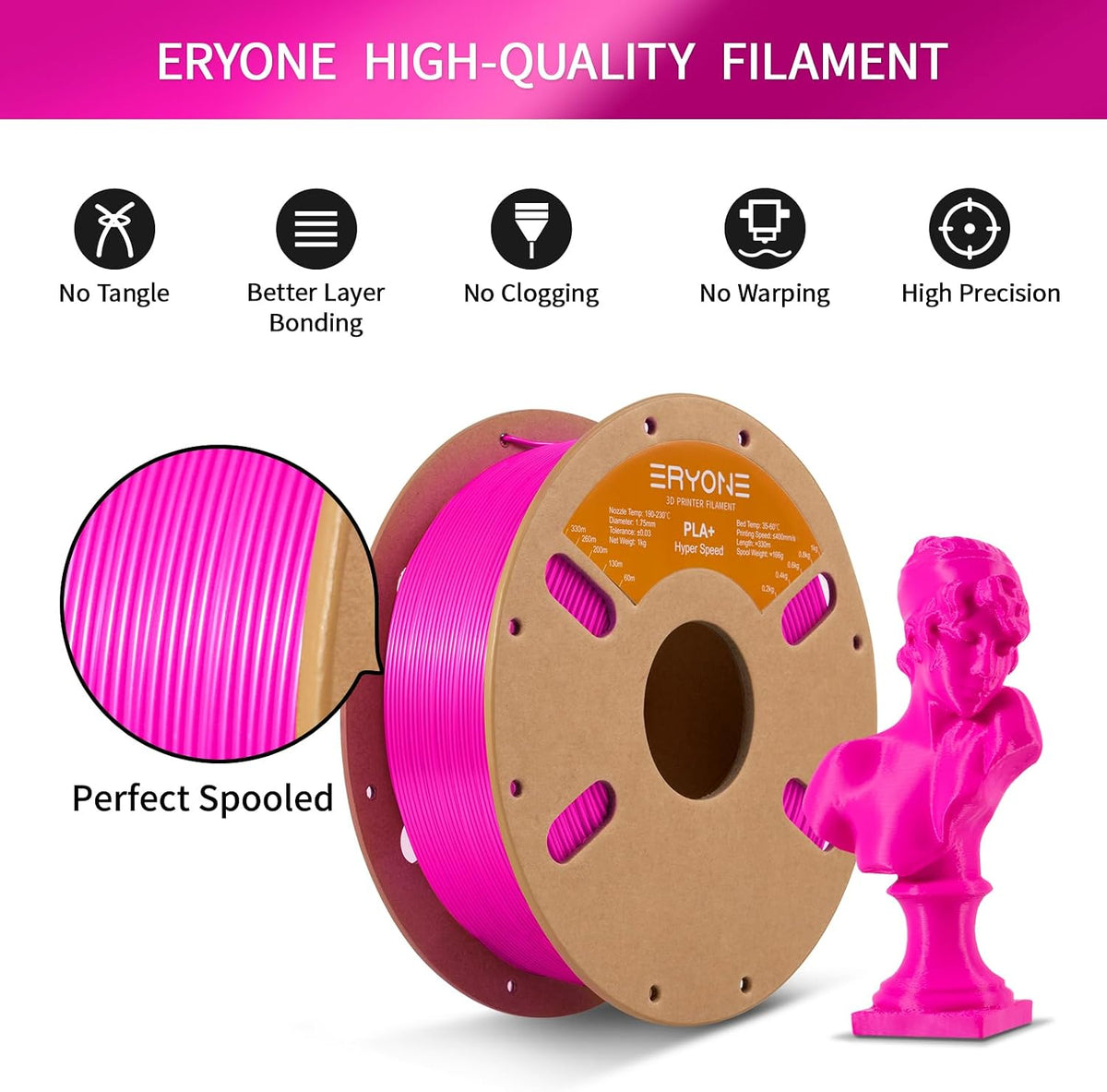 ERYONE Filamento PLA Plus de alta velocidad 1.75mm +\/- 0.03mm, fil...