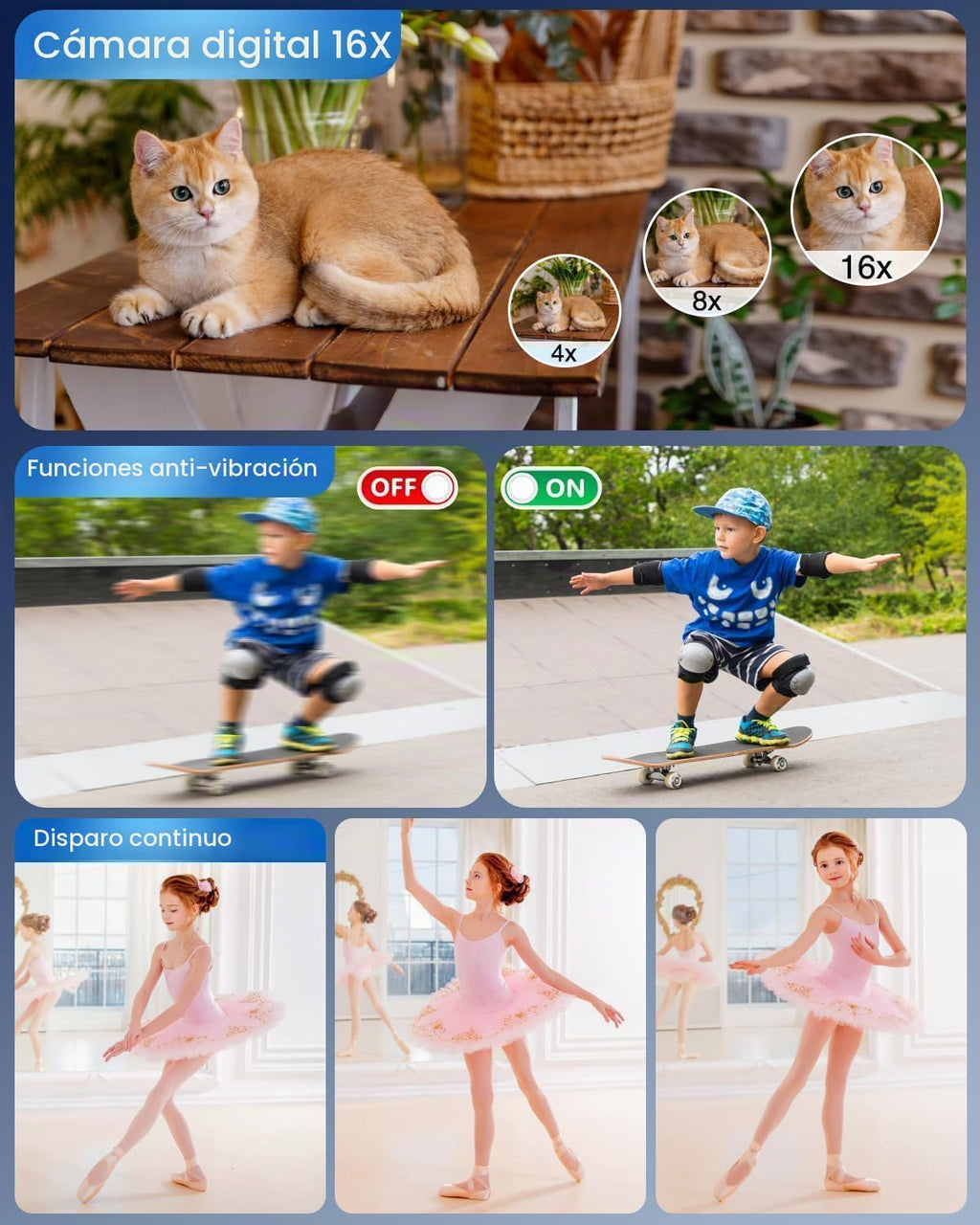 Cámara digital 4K para niños, cámara de enfoque automático de 48 MP...