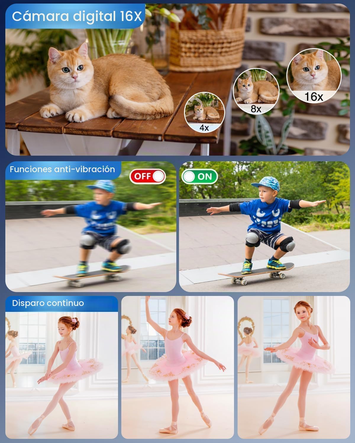 Cámara digital 4K para niños, cámara de enfoque automático de 48 MP...