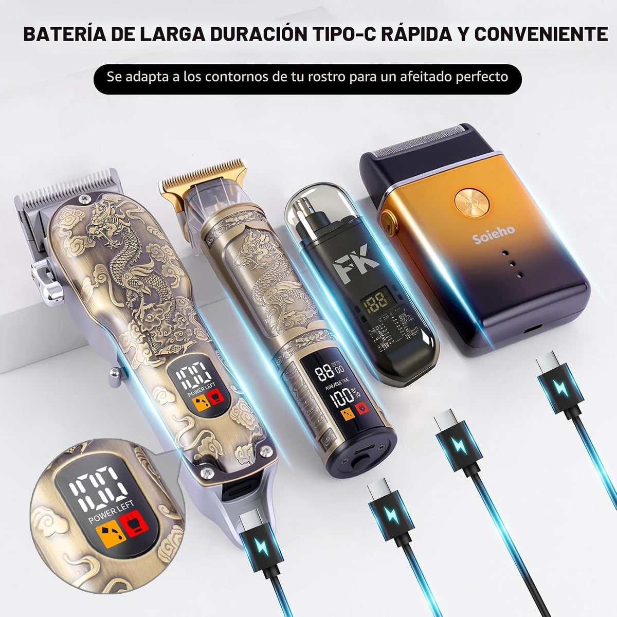 Soieho Cortadora de pelo para hombres, set de cortadora de pelo ina...