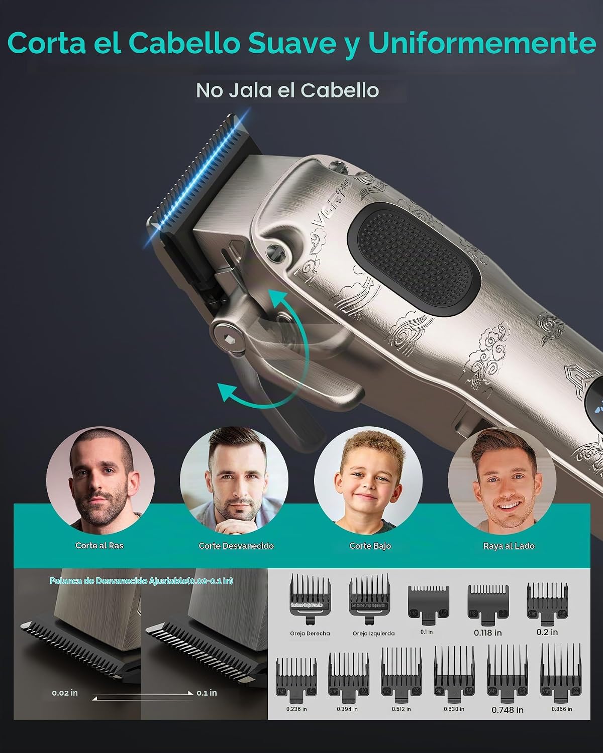 VGRPRO Cortapelos para hombres profesionales, inalámbricas y con ca...