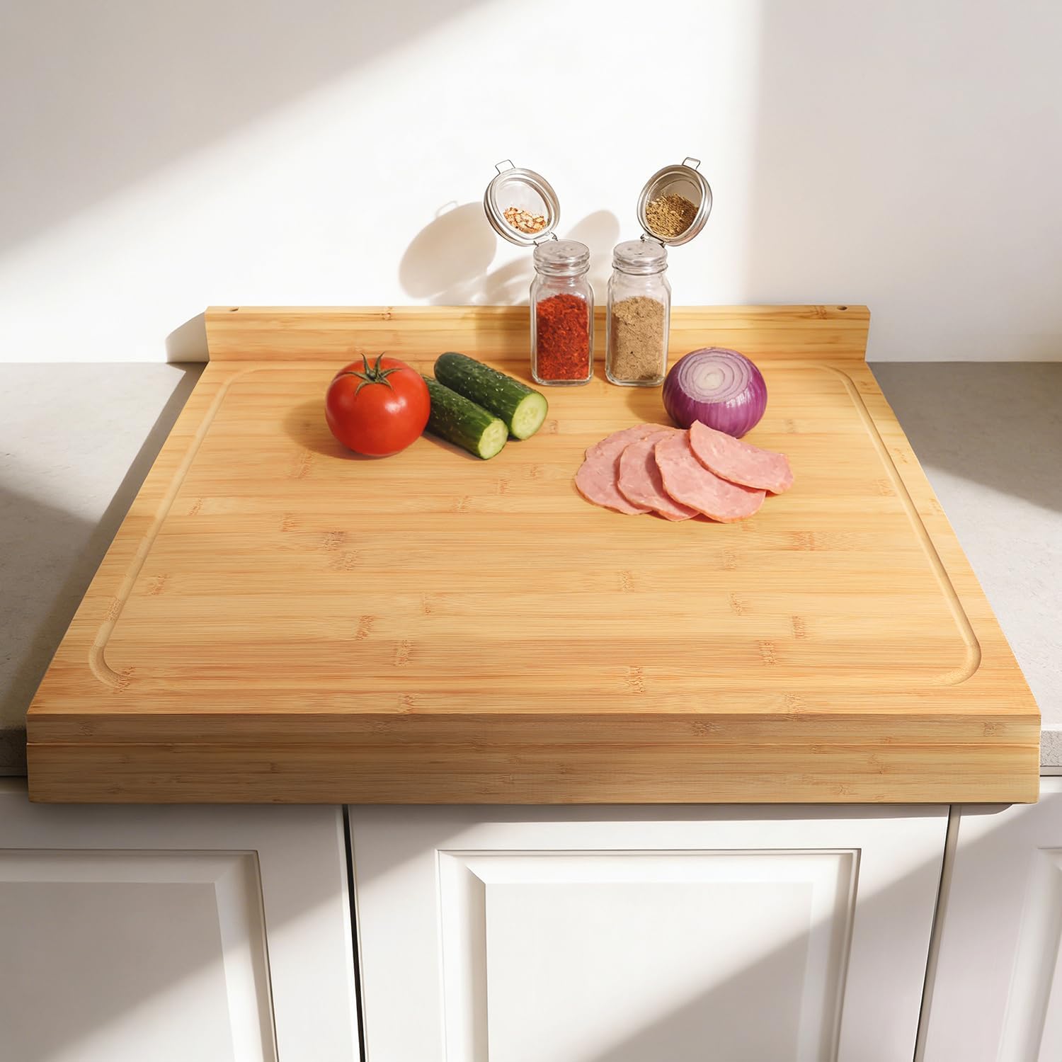 BAMOTTO CRAFTBAMBOO Tabla de cortar de bambú extragrande de 24 x 18...