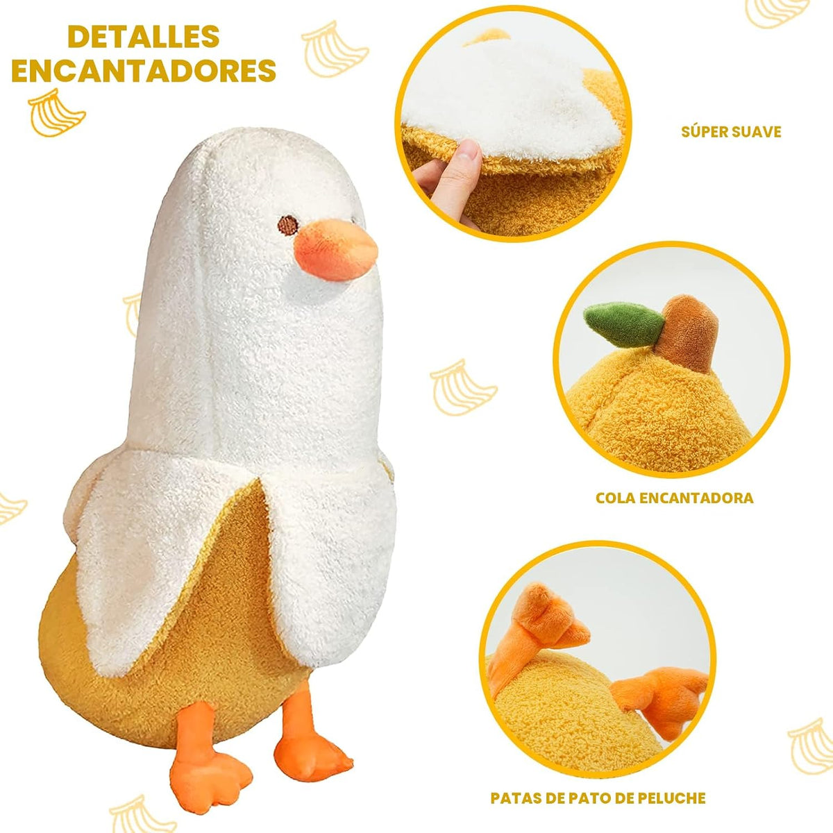PEACH CAT Peluche de pato de plátano, lindo peluche para abrazar, p...
