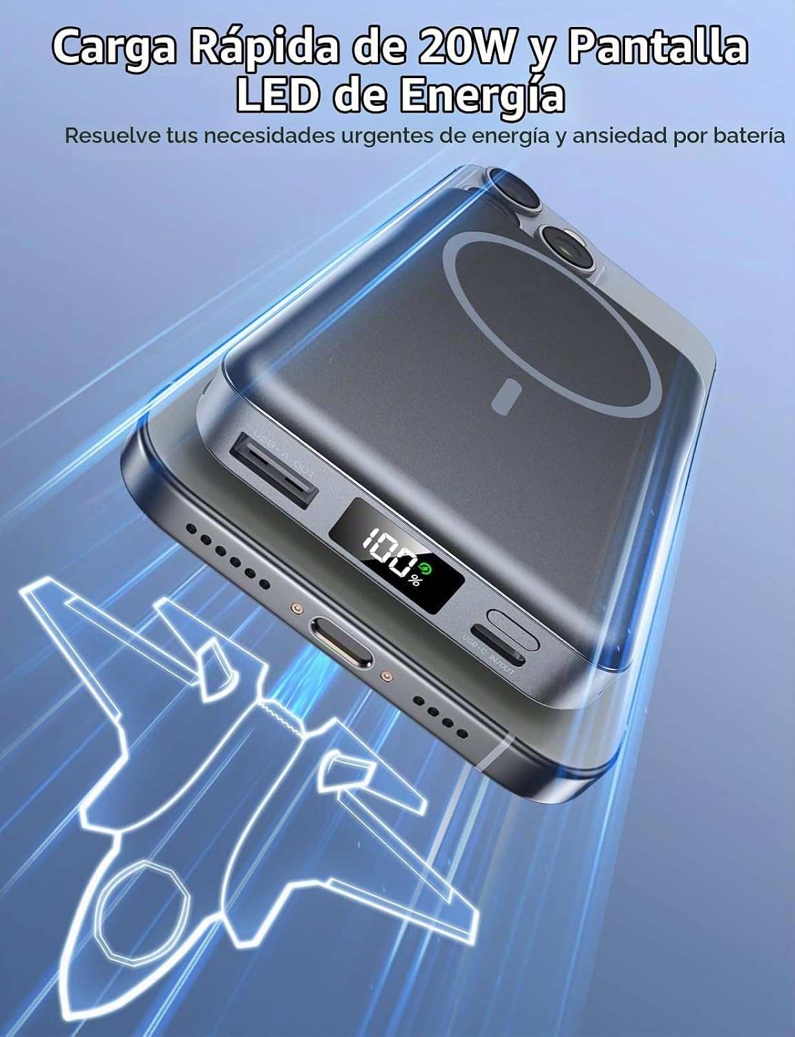 Cargador portátil magnético 10000mAh, banco de energía 20W con cabl...