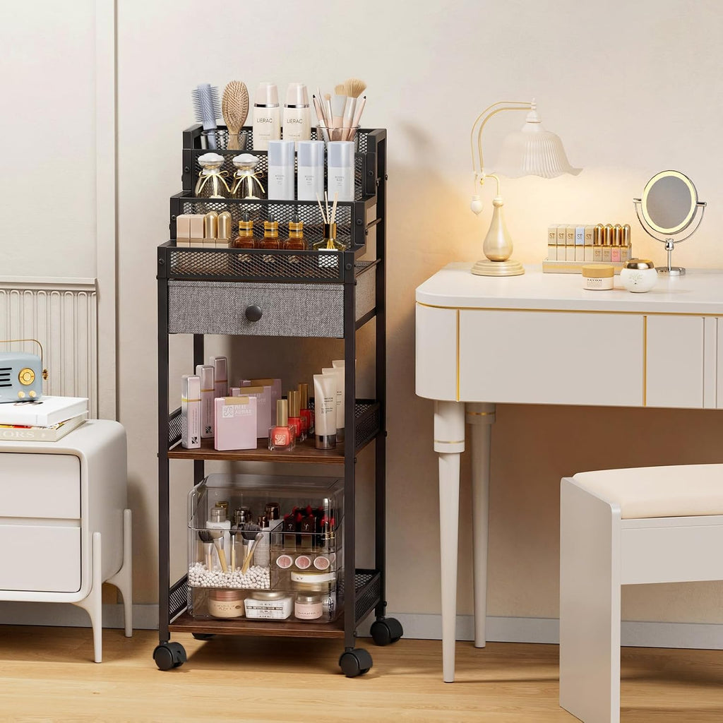 Carrito organizador de maquillaje Plaviya con cajón para tocador y...