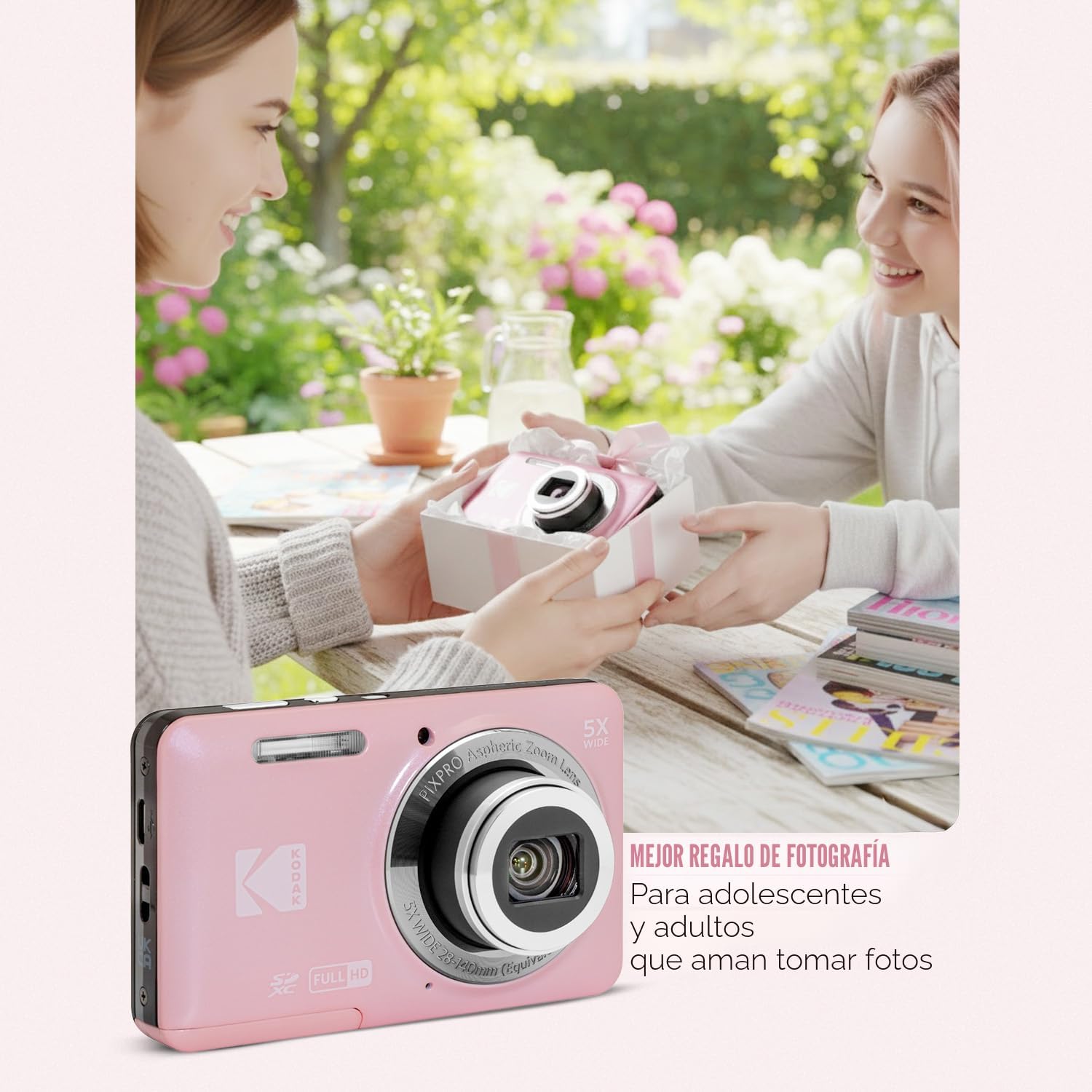 Kodak PixPro Friendly Zoom FZ55 16MP 1080p Cámara Full HD (Rosa pas...