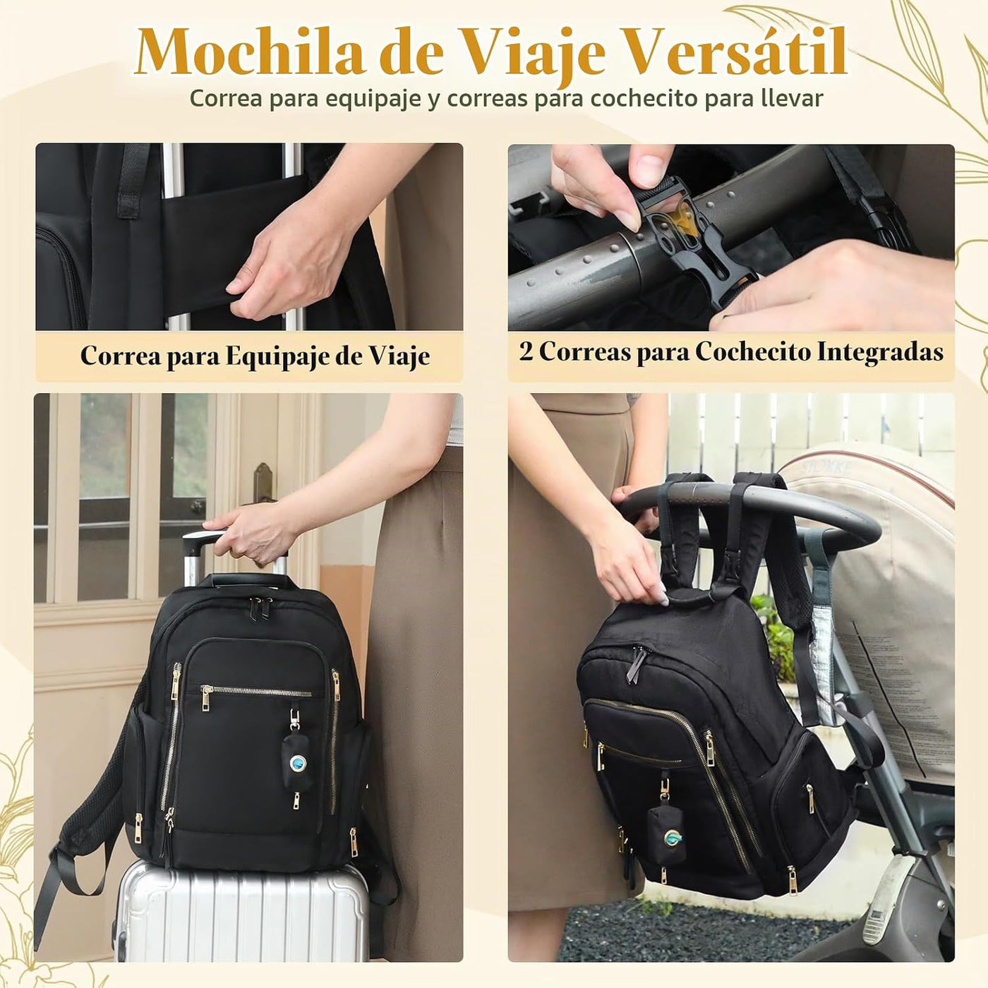miss fong Mochila para pañales - Bolsa de pañales para mamá y papá...