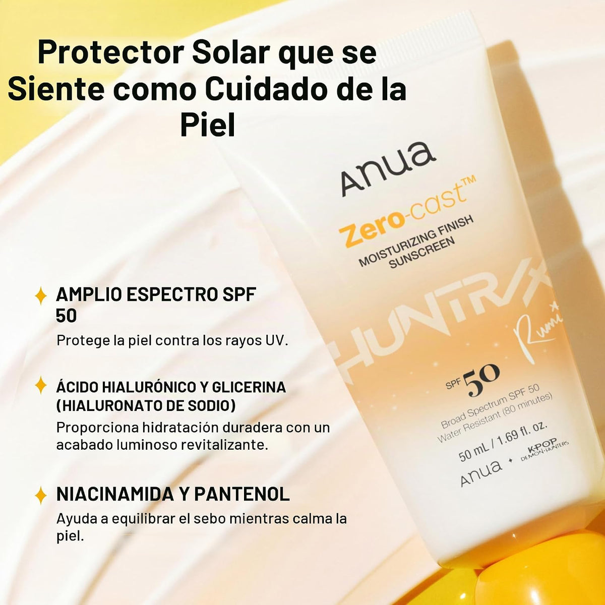 Anua Protector solar hidratante Zero-Cast SPF 50, 1.69 fl oz | Prot...