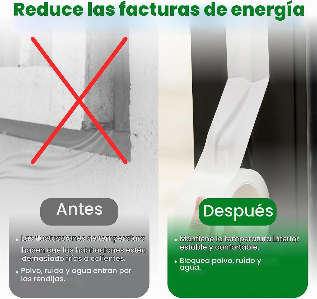 ECOHomes Cinta de sellado para ventanas (2 pulgadas de ancho x 90 p...