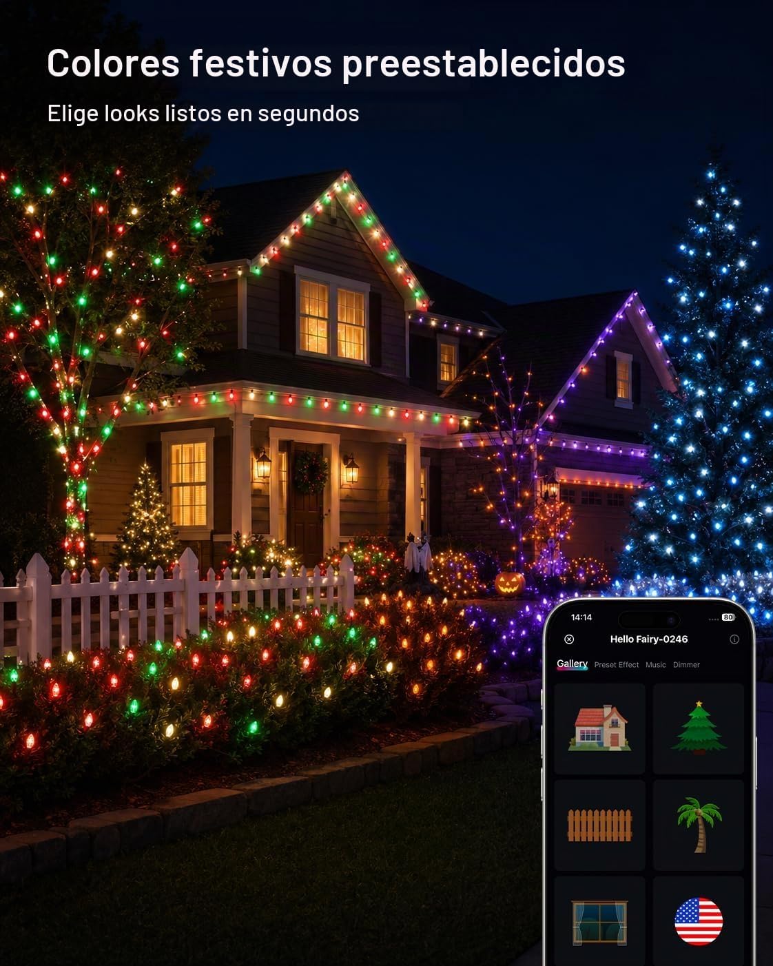 118FT 150LED Smart C9 luces de Navidad al aire libre, luz de cadena...