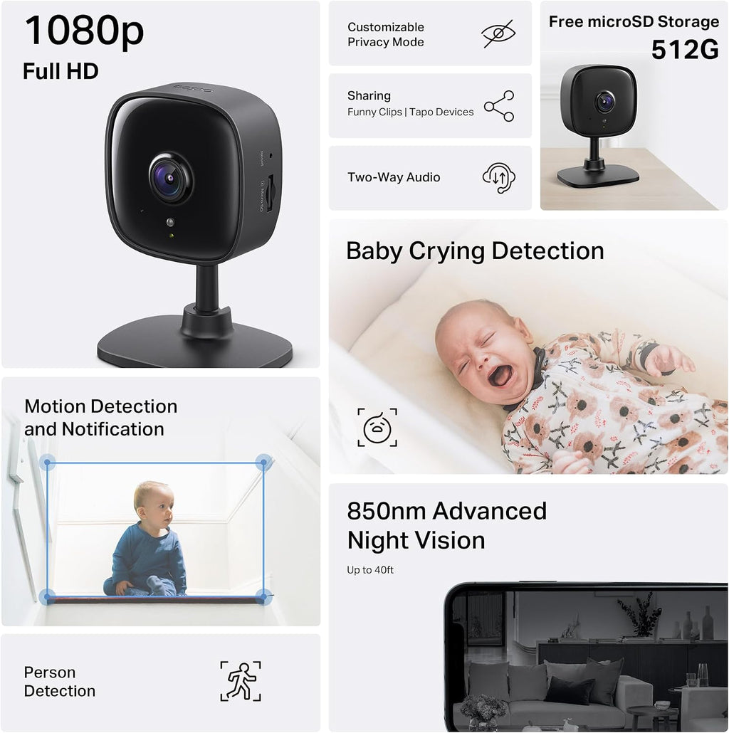 Tapo de TP-Link - Cámara de seguridad interior de 1080P para monito...