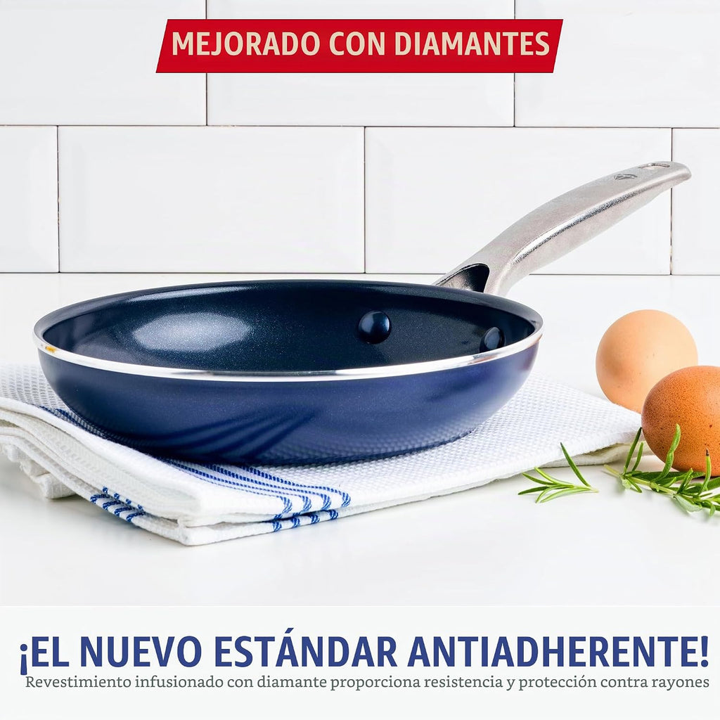 Blue Diamond - Sartén antiadherente de 8 pulgadas, sin PFAS, sartén...