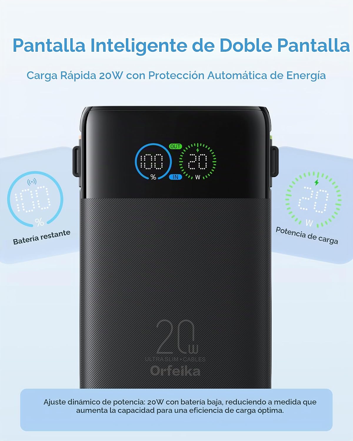 Orfeika Banco de energía portátil ultra delgado del cargador de 100...