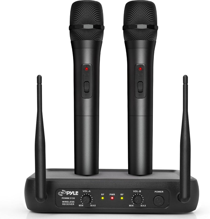 Pyle Channel Sistema de micrófono VHF fijo de doble frecuencia inal...
