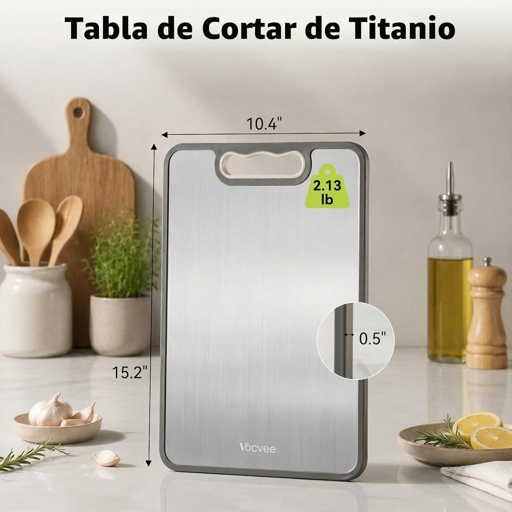 Vocvee 1 tabla de cortar de titanio para cocina, tabla de cortar de...