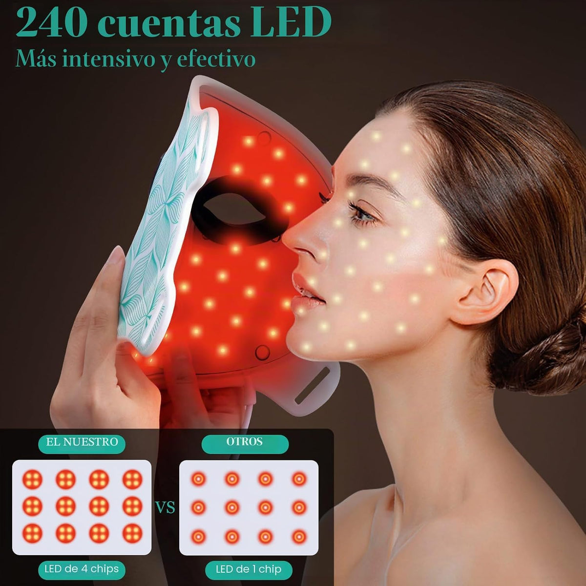 Terapia de luz roja para cara, mascarilla LED de 8 colores para | 8...