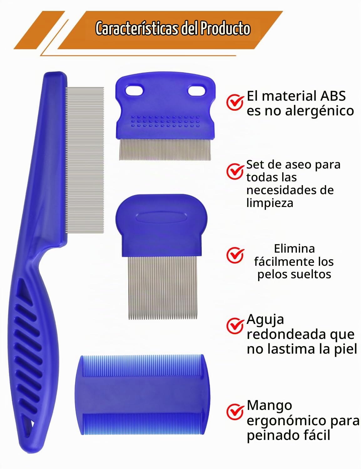 Peine antipulgas para gatos y perros, paquete de 8 peines de aseo p...