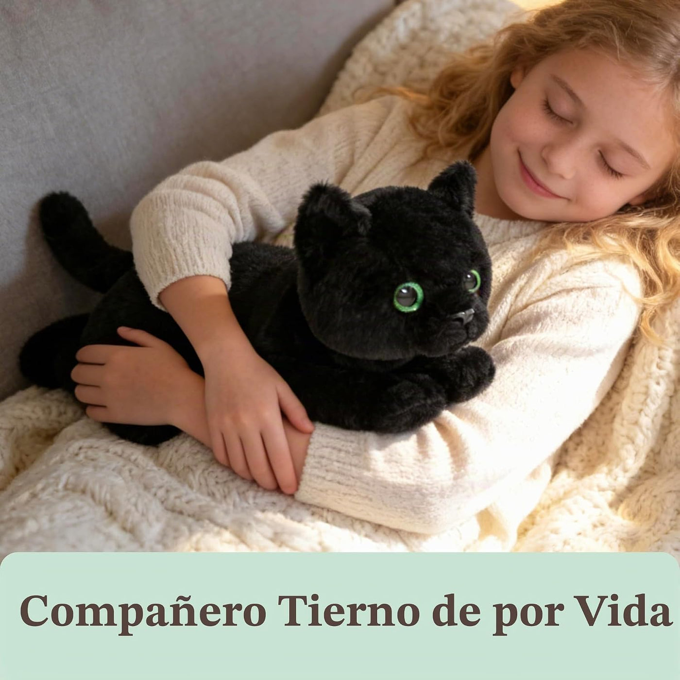 IKASA Peluche de gato negro grande, juguetes suaves grandes y grand...
