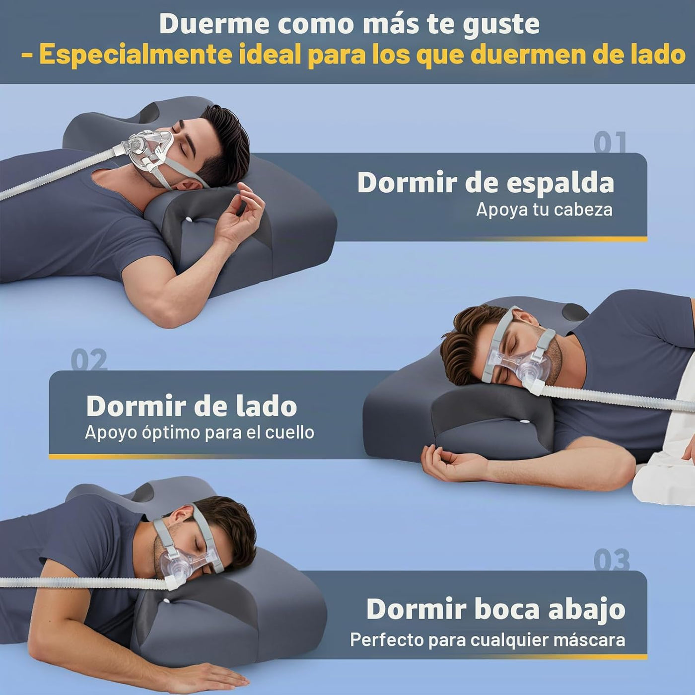 IKSTAR Almohada CPAP 5.0 para dormir de lado, altura ajustable\/sop...