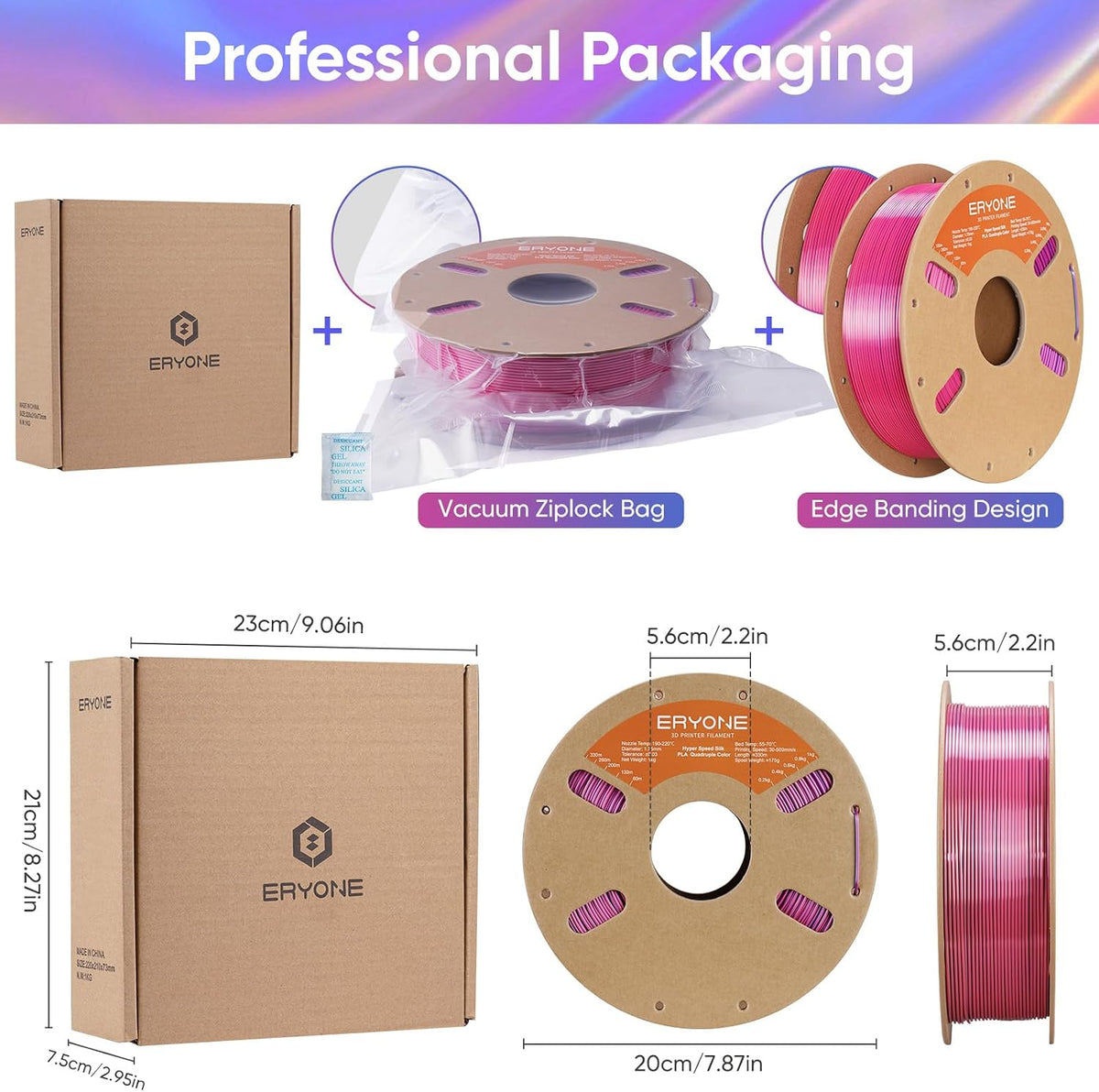 ERYONE HS Seda Cuádruple Color Filamento PLA para Impresora 3D 1.75...