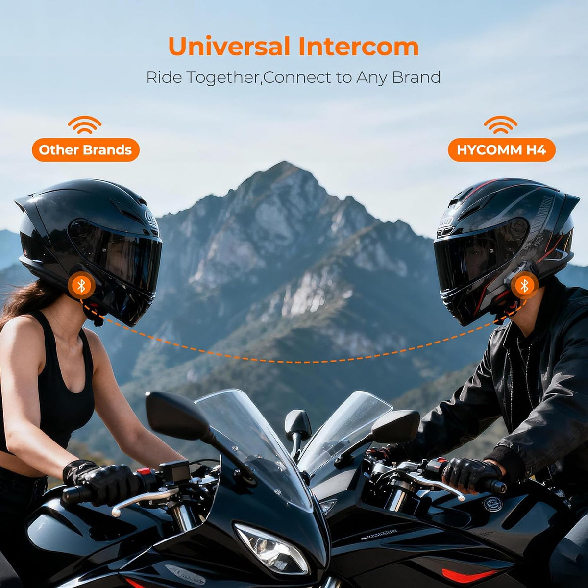 HYCOMM Auriculares Bluetooth de la motocicleta H4, sistema de comun...