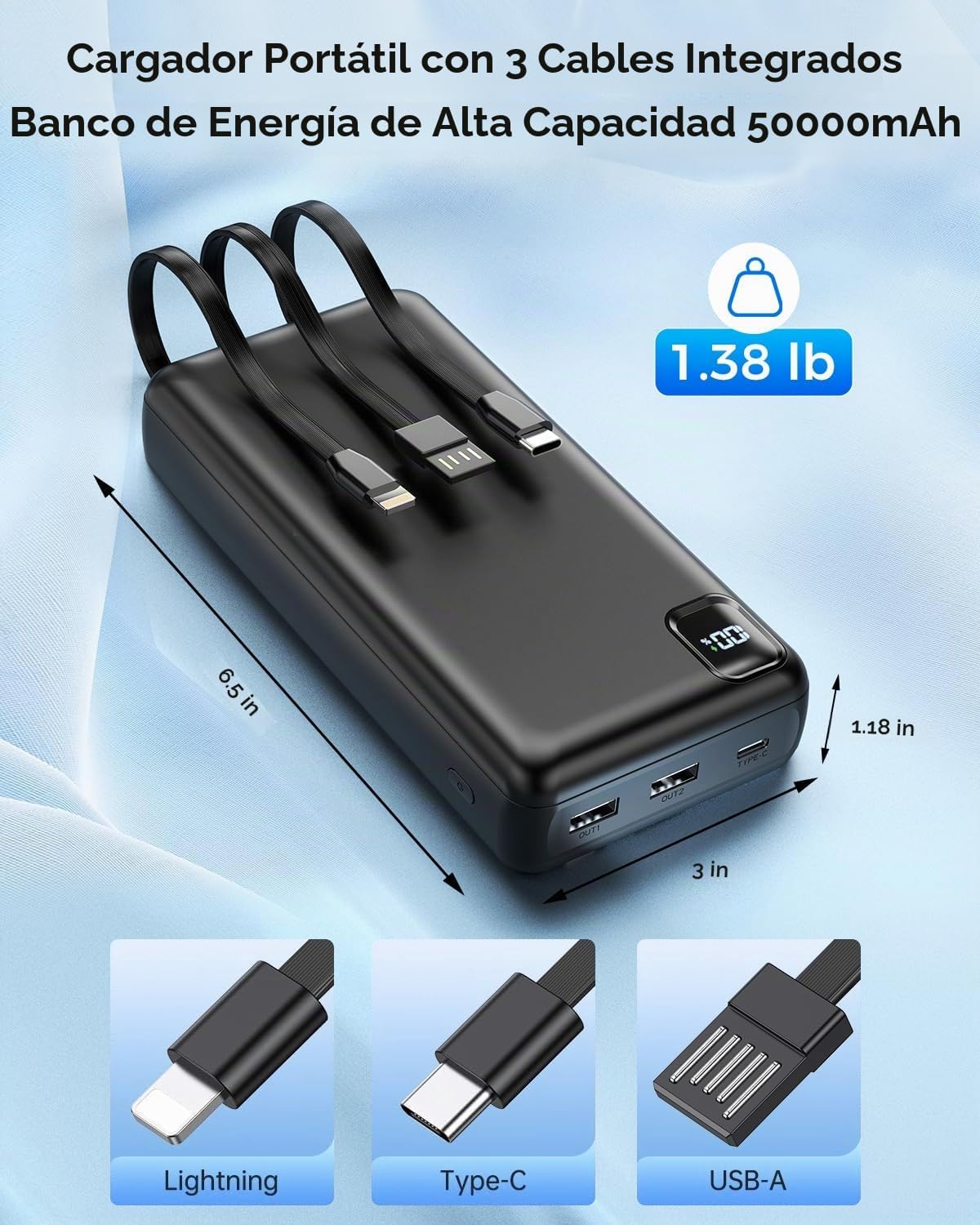 50000mAh 22.5W cargador portátil de carga rápida del banco del pode...