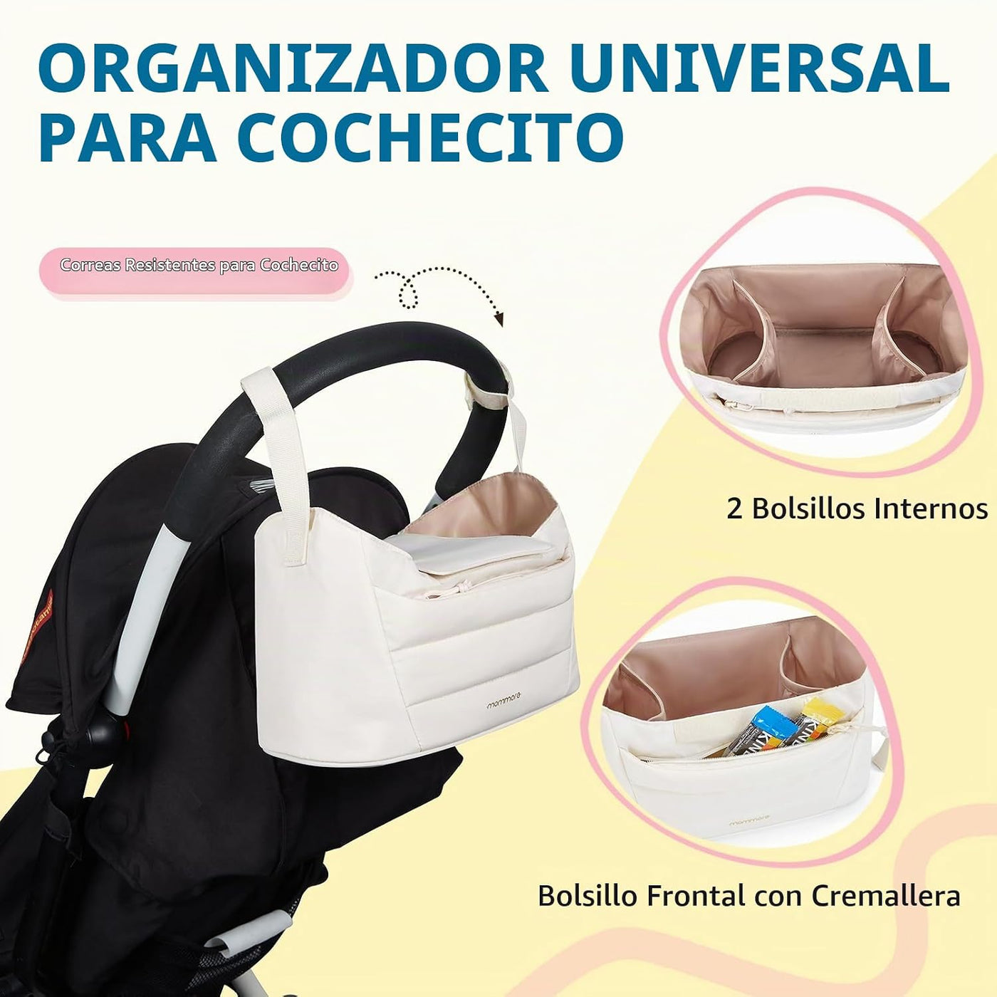 Mommore Bolso de pañales estilo tote con organizador de cochecito,...
