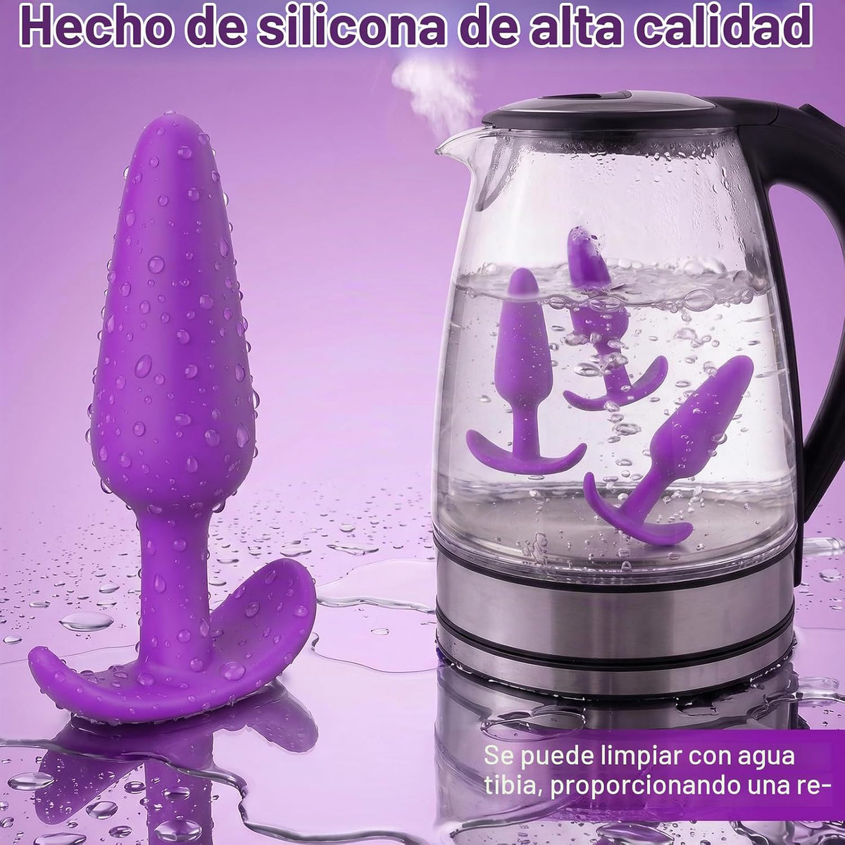 Juego de tapones anales de silicona de 4 piezas, principiante a ava...