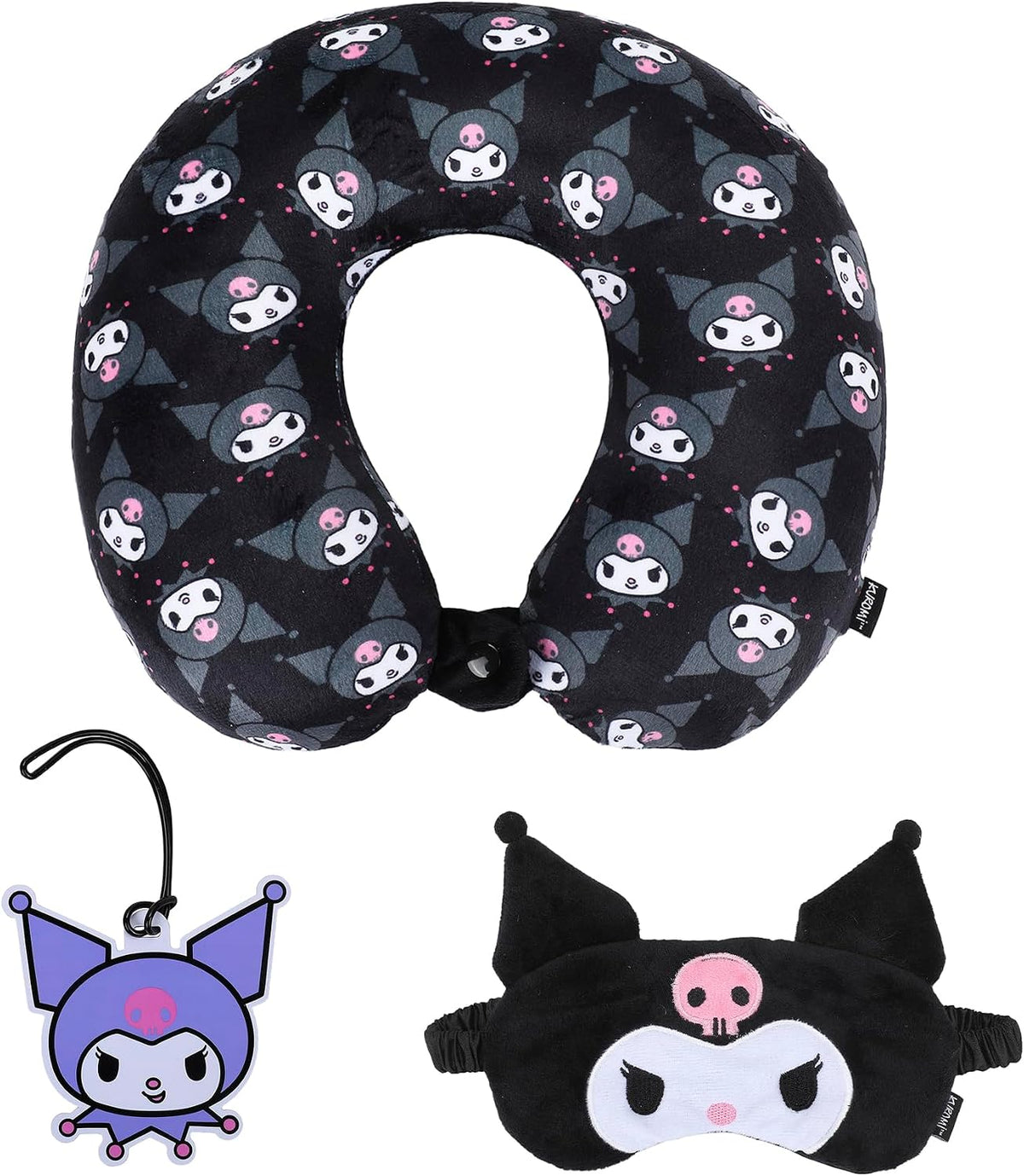 Kuromi - Juego de viaje de 3 piezas con almohada para el cuello, má...